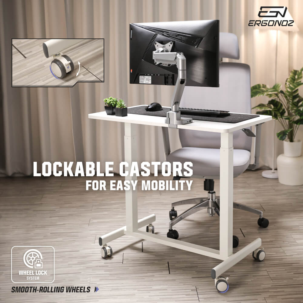 โต๊ะอเนกประสงค์เคลื่อนที่ มีล้อเลื่อน ERGONOZ EGN-STA07-W, สีขาว (MULIT-PURPOSE MOBILE DESK)_6