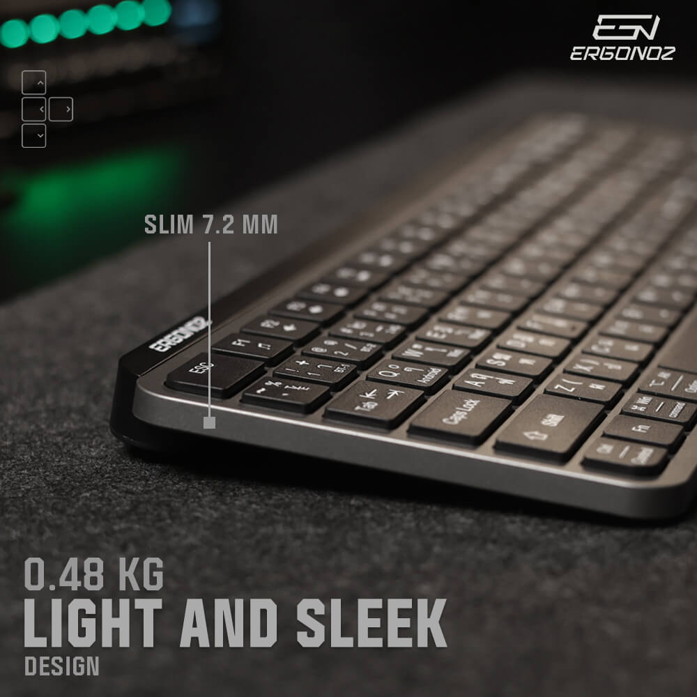 คีย์บอร์ดไร้สาย, ERGONOZ EGN-KB01, สีดำ (KEYBOARD 01 2 ระบบ รองรับทั้ง 2.4GHZ และ BLUETOOTH)
