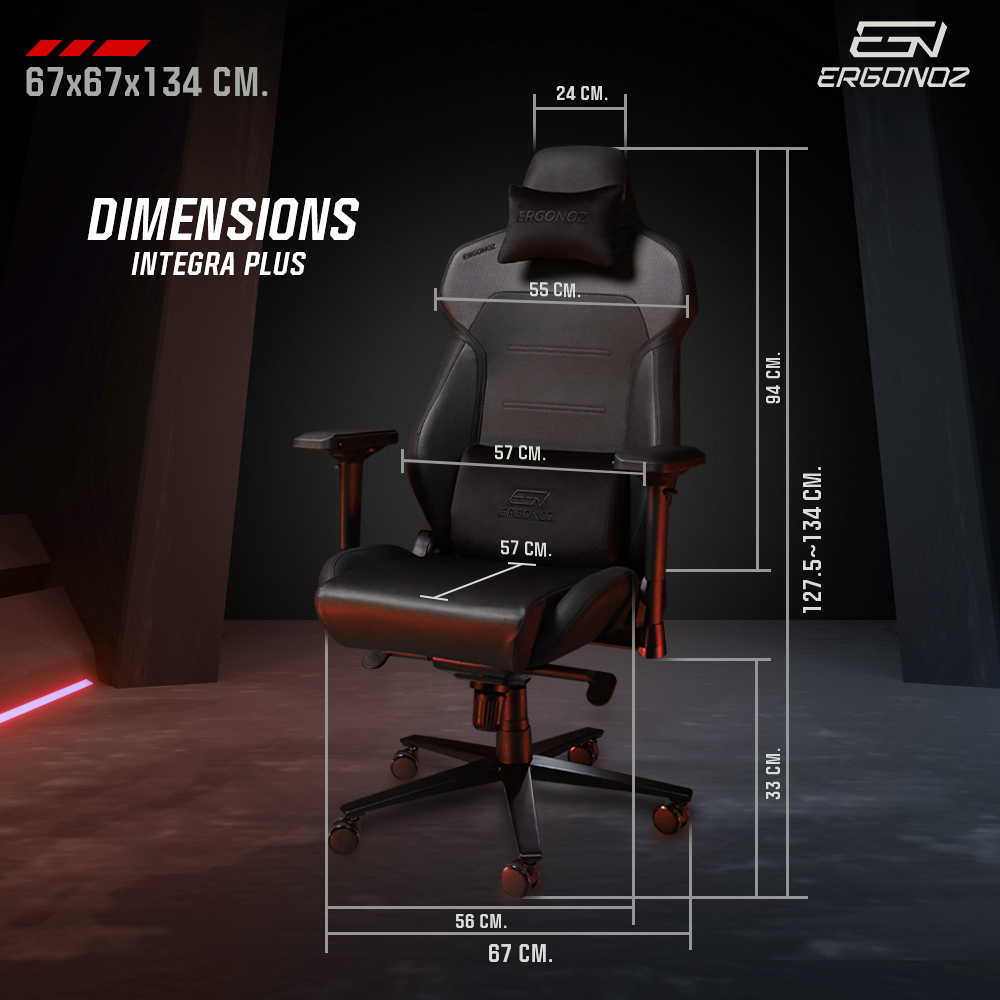 เก้าอี้เกมมิ่ง ERGONOZ EGN-INTEGRA-PLUS-B สีดำ (INTEGRA PLUS GAMING CHAIR)
