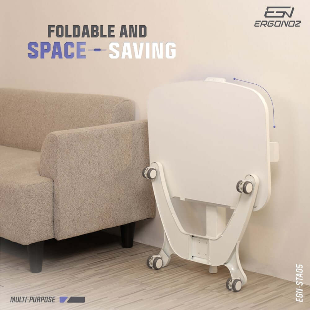 โต๊ะอเนกประสงค์แบบพับได้ มีล้อเลื่อน ERGONOZ EGN-STA05-B, สีดำ (MULTI-PURPOSE FOLDABLE DESK)_7