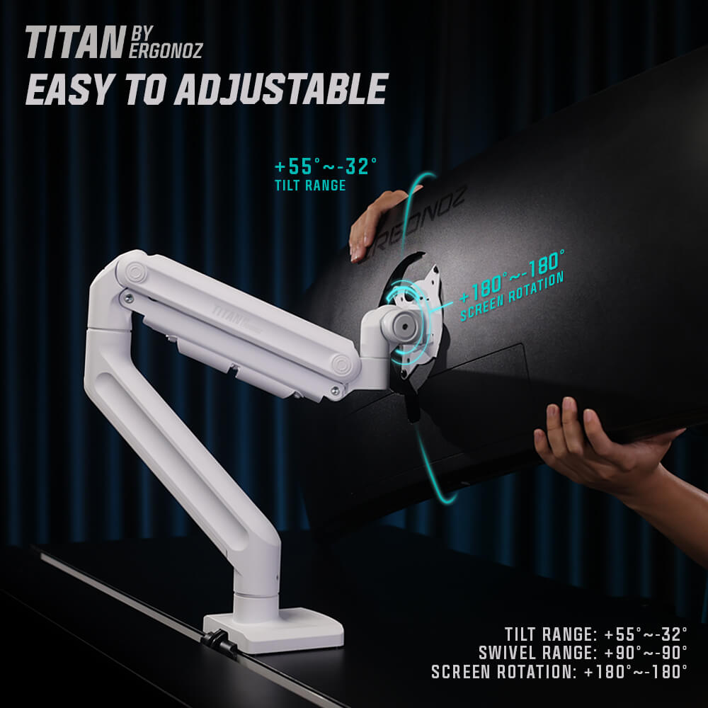 แขนจับจอ ERGONOZ รุ่น TITAN HEAVY DUTY แขนเดี่ยว สำหรับหน้าจอ 15 - 57 นิ้ว สีขาวด้าน (EGN-TITAN-S)_8