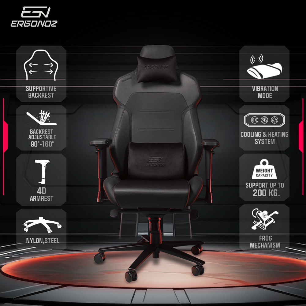 เก้าอี้เกมมิ่ง ERGONOZ EGN-INTEGRA-PLUS-B สีดำ (INTEGRA PLUS GAMING CHAIR)
