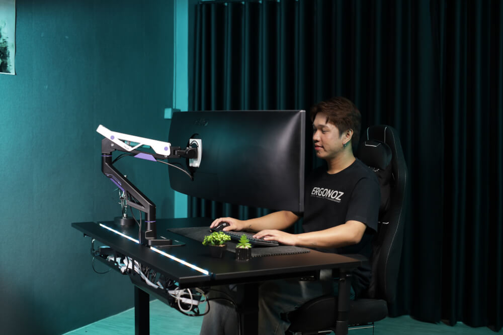 แขนจับจอ ERGONOZ รุ่น TRAZER V.2 แขนเดี่ยว สำหรับหน้าจอ 24 - 57 นิ้ว สีดำด้าน, ขาวด้าน และม่วง (EGN-TRAZERV2-S)_8