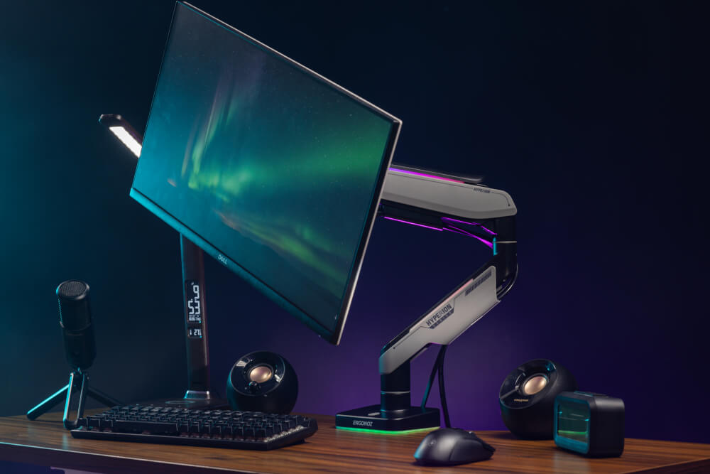 แขนจับจอ ERGONOZ รุ่น HYPERION HEAVY DUTY RGB แขนเดี่ยว สำหรับหน้าจอ 17-49 นิ้ว สีดำด้านและเทาเข้ม (EGN-HPR-S-DG-RGB)_11