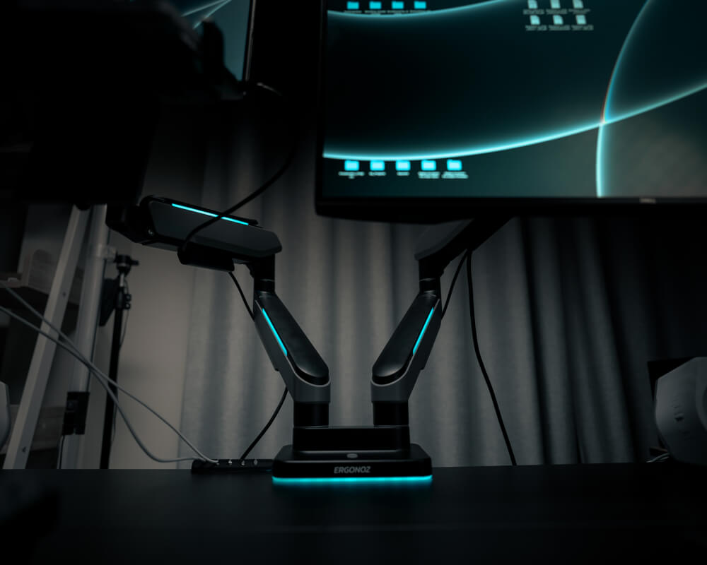 แขนจับจอ ERGONOZ รุ่น HYPERION HEAVY DUTY RGB แขนคู่ สำหรับหน้าจอ 17-49 นิ้ว สีดำด้านและเทาเข้ม (EGN-HPR-D-DG-RGB)_11