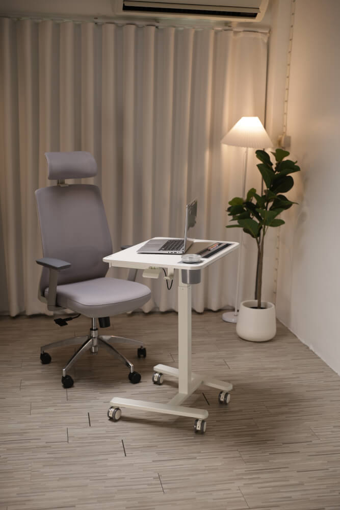 โต๊ะทำงานปรับระดับได้ มีแท่นวาง ลิ้นชัก และล้อเลื่อน ERGONOZ EGN-STA06-W, สีขาว (MULIT-PURPOSE MOBILE DESK WITH TABLE STAND & DRAWER)_9