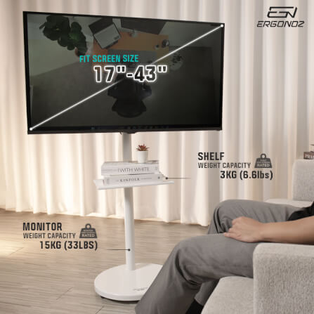 ขาตั้งจอทีวีปรับระดับ มีล้อเลื่อน ERGONOZ EGN-MOBIL01-W, สีขาว_2