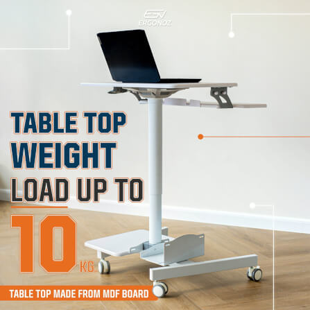 โต๊ะคอมพิวเตอร์ปรับระดับ มีล้อเลื่อน ERGONOZ EGN-STA02B, สีดำ (COMPUTER CART STANDING DESK)_3