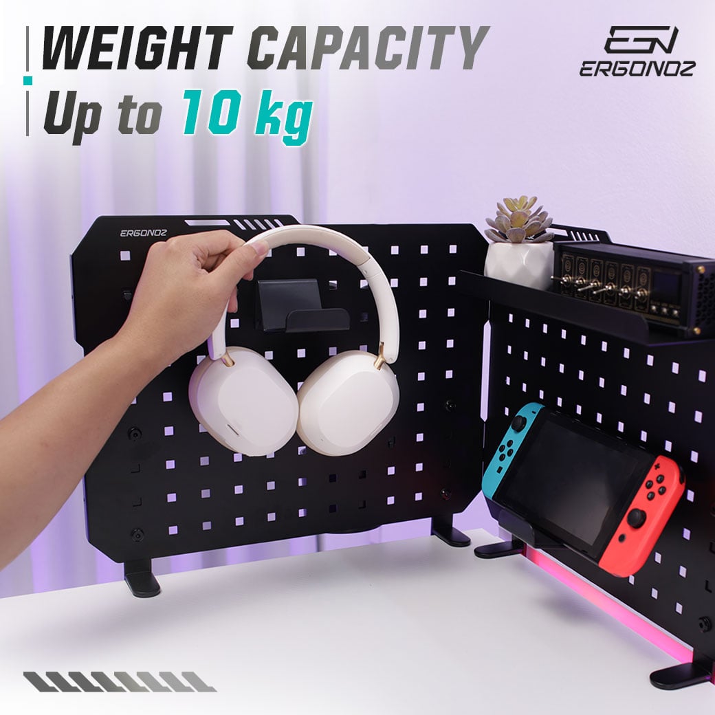 แผงบอร์ดสำหรับแขวนอุปกรณ์ ERGONOZ EGN-PANEL03-G, สีเทา (แผงบอร์ดแบบหนีบขอบโต๊ะ พร้อมอุปกรณ์เสริม)_3