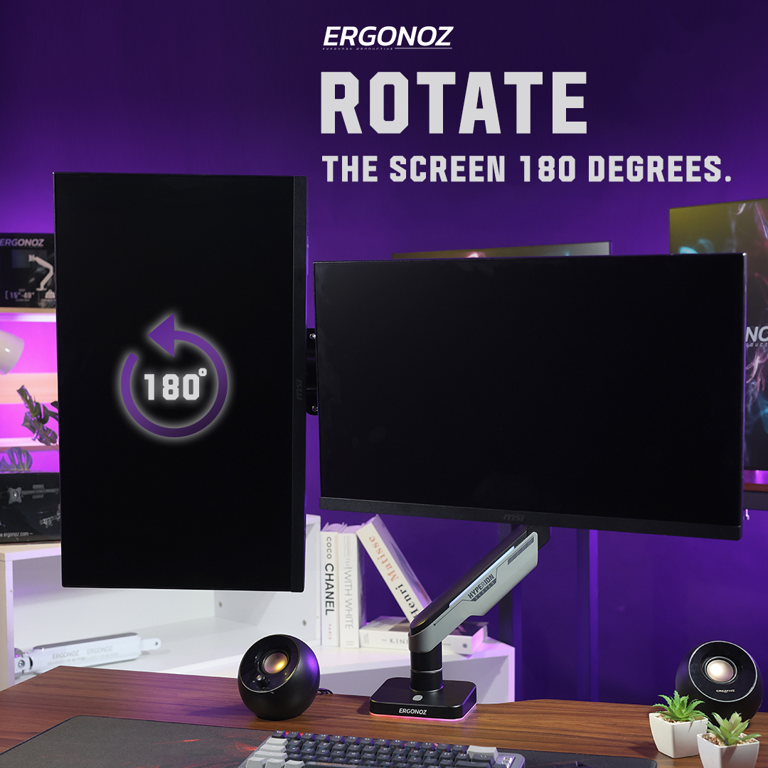 แขนจับจอ ERGONOZ รุ่น HYPERION HEAVY DUTY RGB C01 แขนเดี่ยว 2 จอ สำหรับหน้าจอ 17-49 นิ้ว สีดำด้านและเทาเข้ม (EGN-HPR-S-DG-RGB-C01)_3