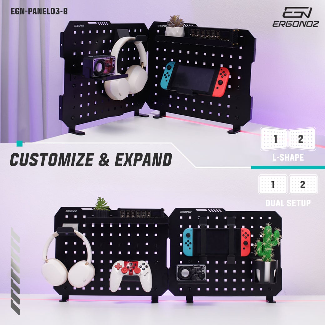 แผงบอร์ดสำหรับแขวนอุปกรณ์ ERGONOZ EGN-PANEL03-G, สีเทา (แผงบอร์ดแบบหนีบขอบโต๊ะ พร้อมอุปกรณ์เสริม)_4