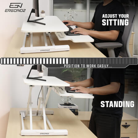 โต๊ะปรับระดับ โต๊ะทำงานแบบยืน ERGONOZ EGN-STA01V2-W, สีขาว (STANDING DESK CONVERTER V.2)_5
