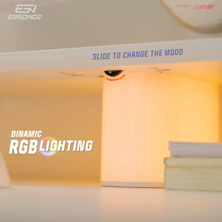 แท่นวางจอ ERGONOZ EGN-LUMINAR-80-W กว้าง 80 ซม., สีขาว (LEVATOR LUMINAR MONITOR RISER มีไฟ RGB)_5
