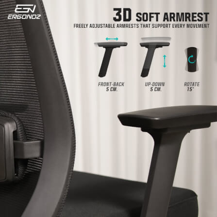 เก้าอี้ทำงาน เก้าอี้สุขภาพ ERGONOZ UNO ERGONOMIC CHAIR สีดำ (EGN-UNO-B)_6