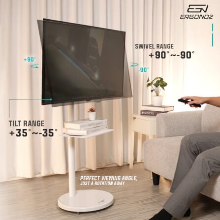 ขาตั้งจอทีวีปรับระดับ มีล้อเลื่อน ERGONOZ EGN-MOBIL01-W, สีขาว_6
