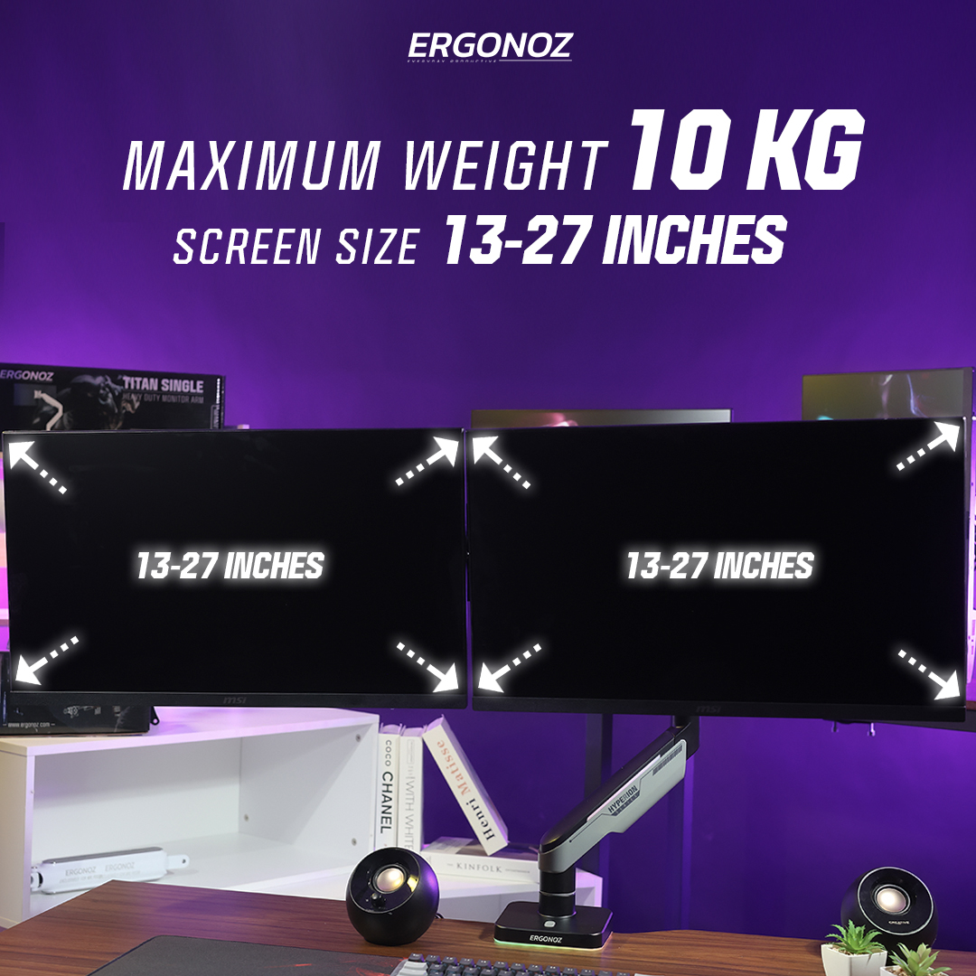 แขนจับจอ ERGONOZ รุ่น HYPERION HEAVY DUTY RGB C01 แขนเดี่ยว 2 จอ สำหรับหน้าจอ 17-49 นิ้ว สีดำด้านและเทาเข้ม (EGN-HPR-S-DG-RGB-C01)_6