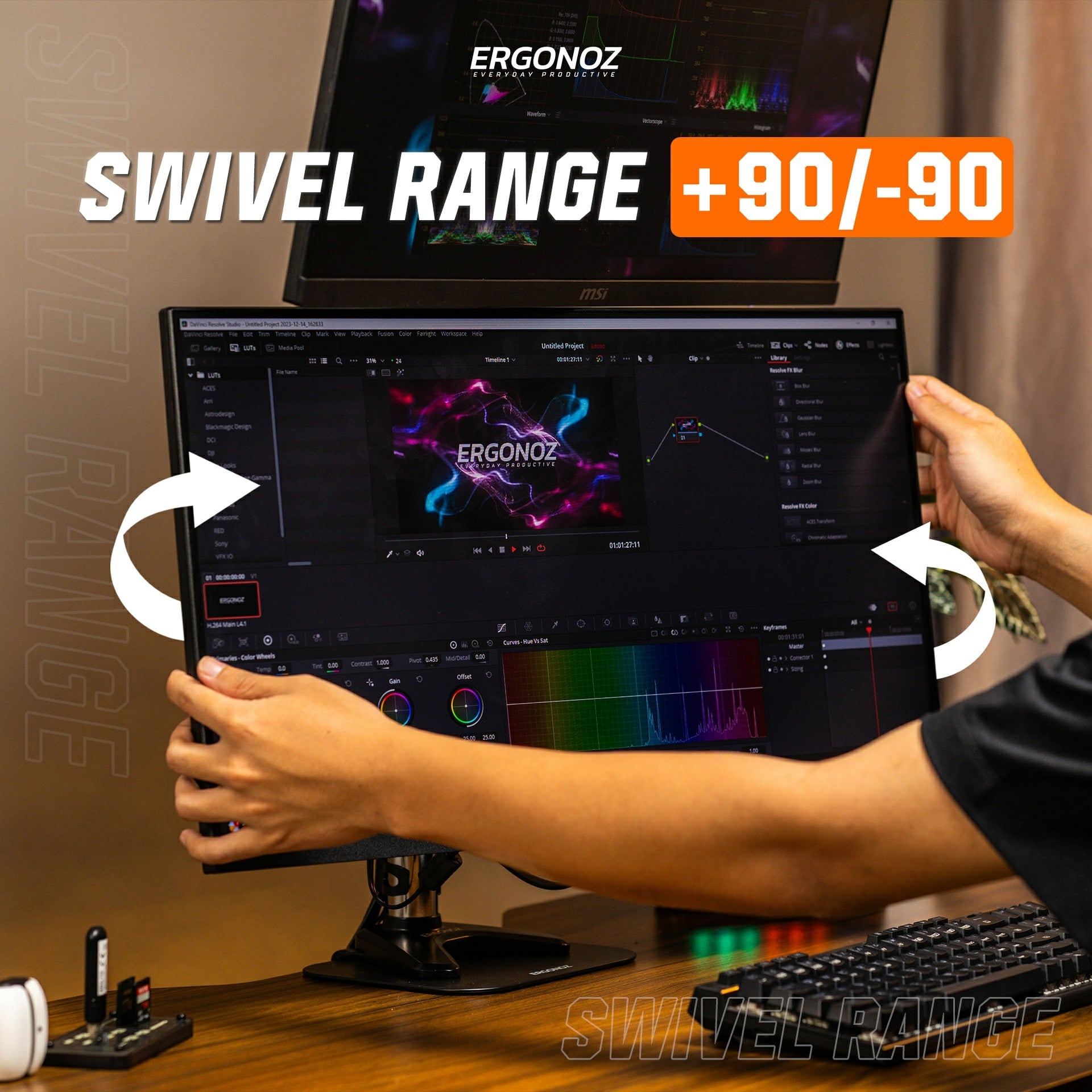 แขนจับจอ ERGONOZ รุ่น METALIC 02 DIY SET03 แขนเดี่ยว สำหรับหน้าจอ 15 - 32 นิ้ว จำนวน 2 จอ สีดำ (EGN-02-SET03-B)_6