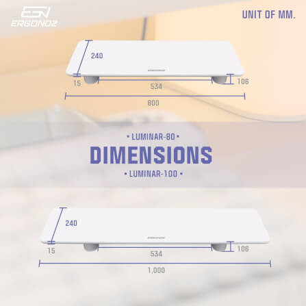 แท่นวางจอ ERGONOZ EGN-LUMINAR-80-W กว้าง 80 ซม., สีขาว (LEVATOR LUMINAR MONITOR RISER มีไฟ RGB)_7