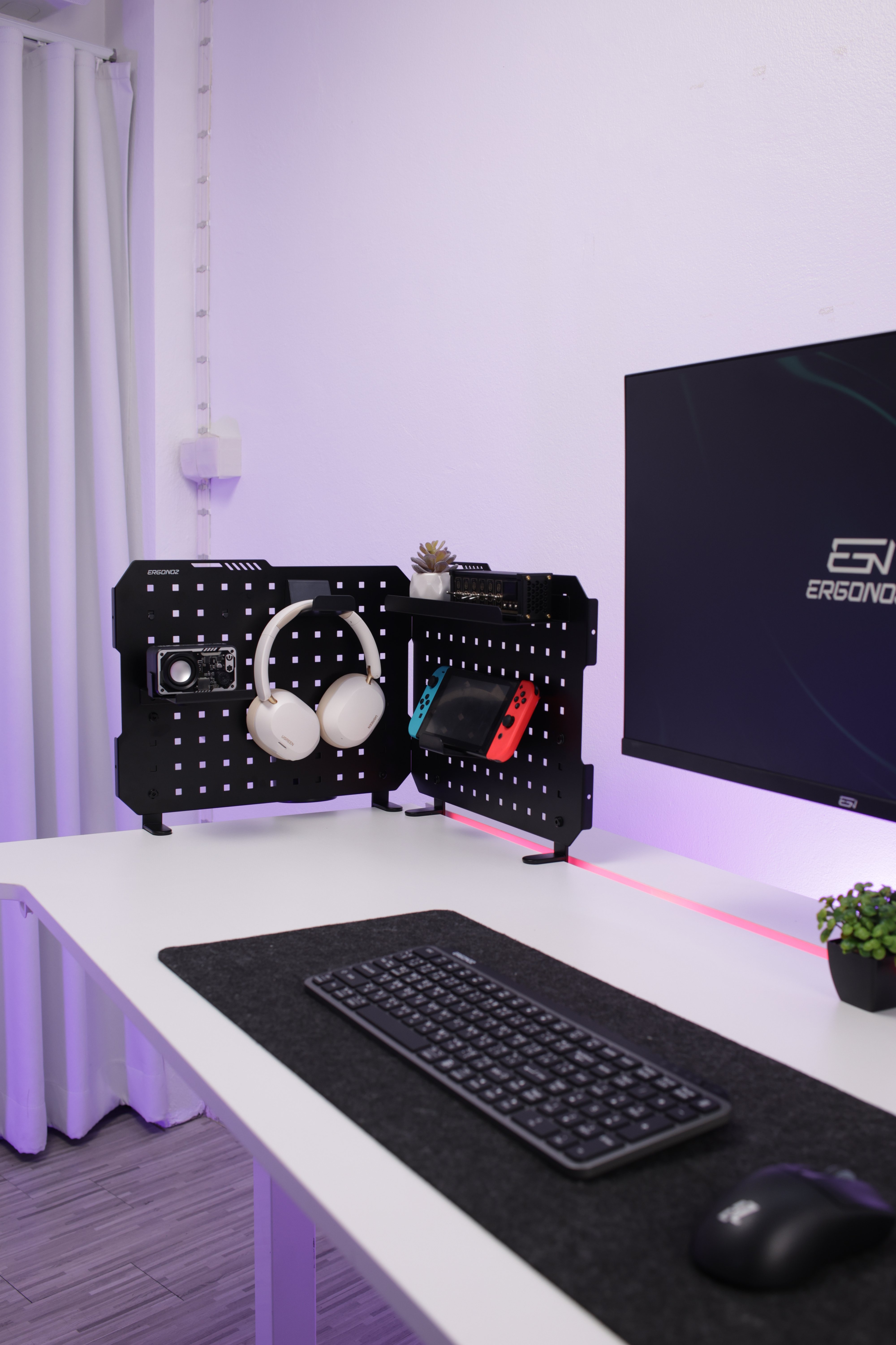 ชุดแผงบอร์ดสำหรับแขวนอุปกรณ์ ERGONOZ EGN-PANEL03-SET01-G, สีเทา (ชุดแผงบอร์ดแบบหนีบขอบโต๊ะ พร้อมอุปกรณ์เสริม)_7