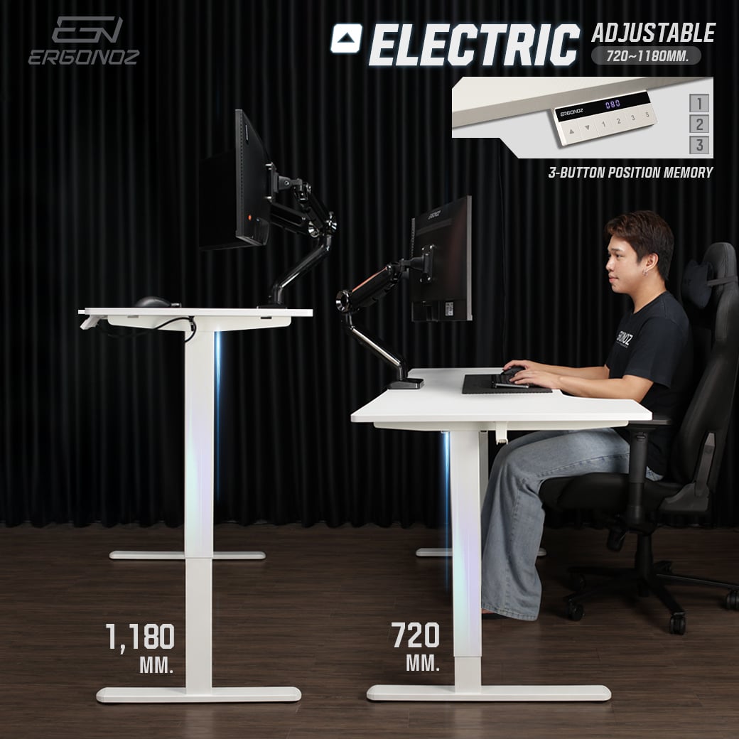 โต๊ะปรับระดับไฟฟ้า ERGONOZ EGN-ELSTA03-W, สีขาว (INTEGRA L-SHAPE ELECTRIC STANDING DESK)_5