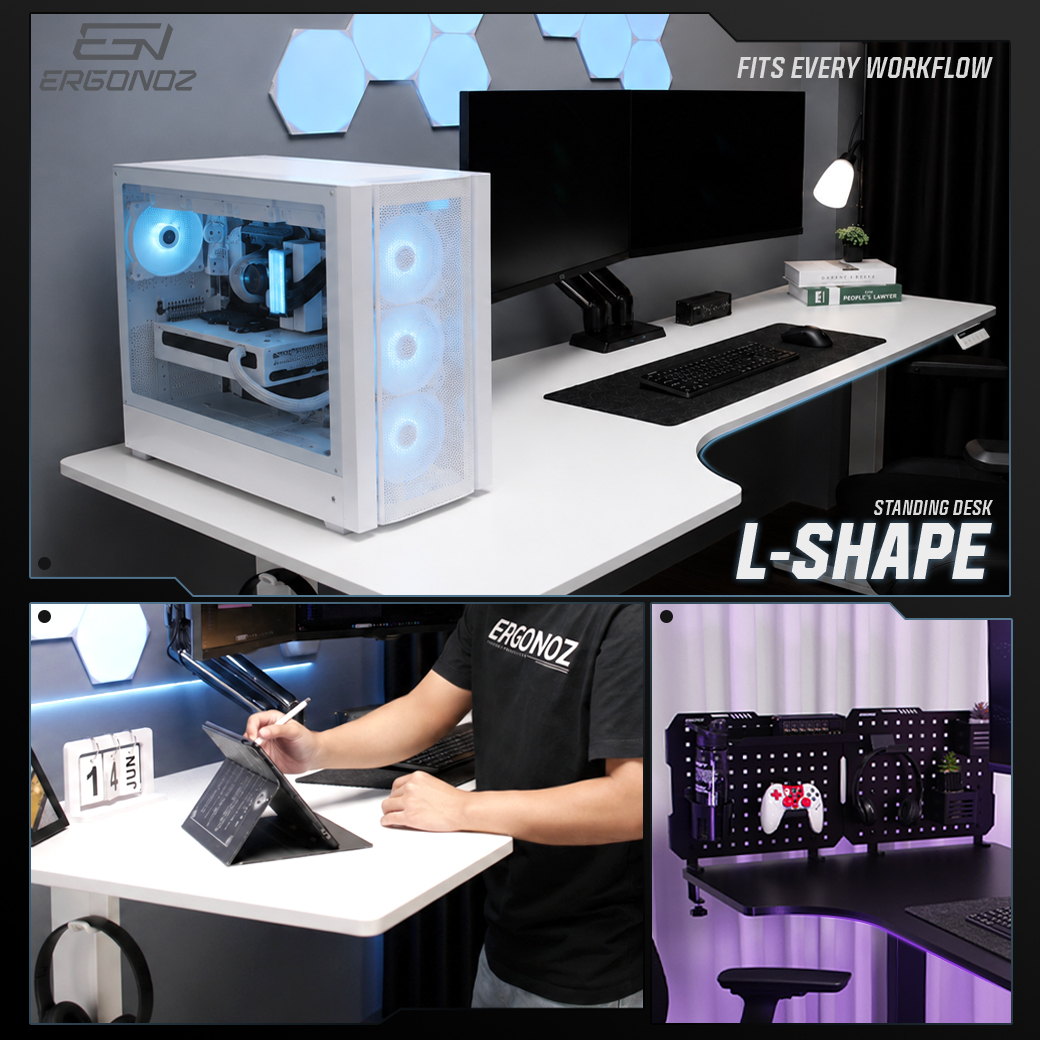 โต๊ะปรับระดับไฟฟ้า ERGONOZ EGN-ELSTA03-W, สีขาว (INTEGRA L-SHAPE ELECTRIC STANDING DESK)_6