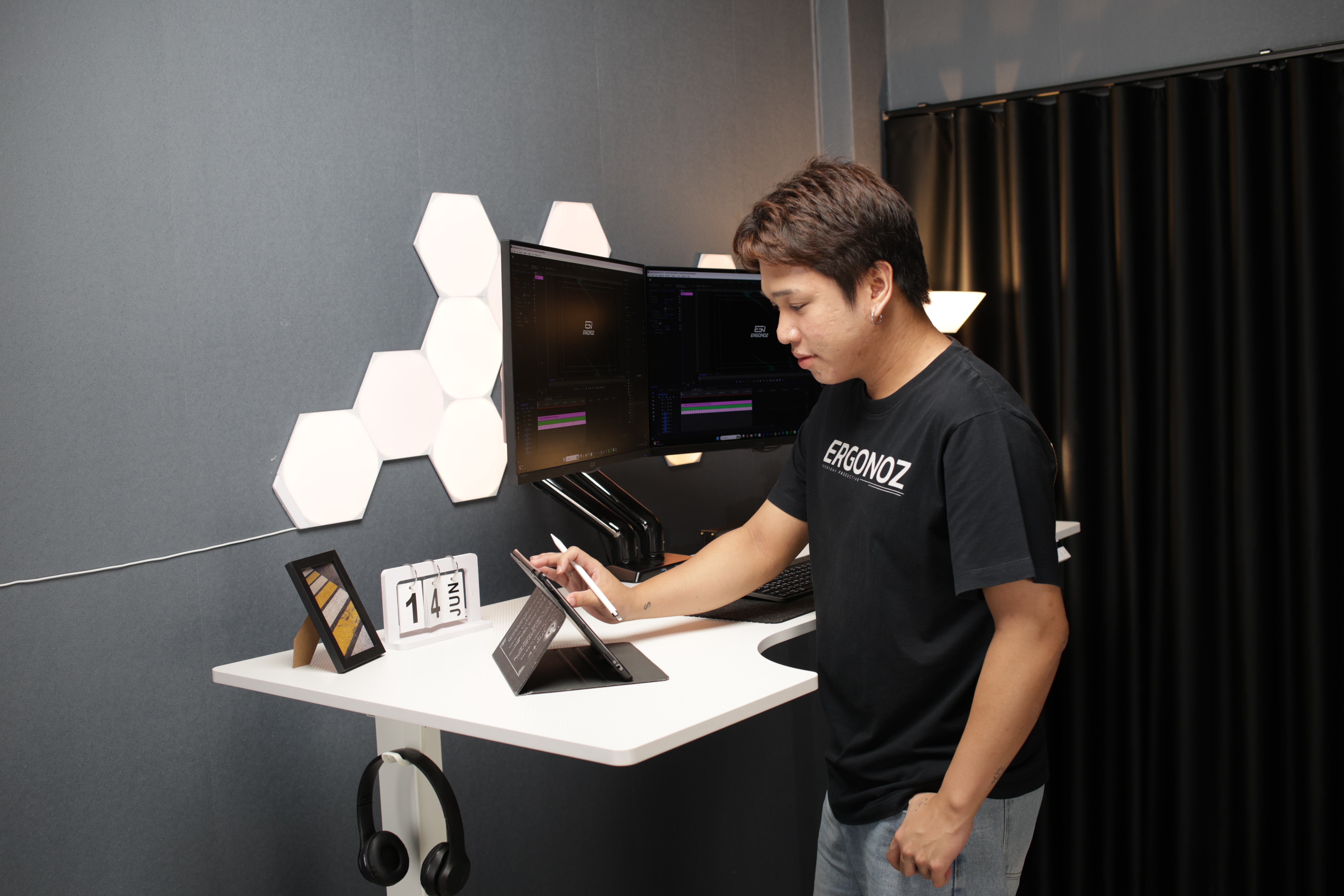 โต๊ะปรับระดับไฟฟ้า ERGONOZ EGN-ELSTA03-W, สีขาว (INTEGRA L-SHAPE ELECTRIC STANDING DESK)_8