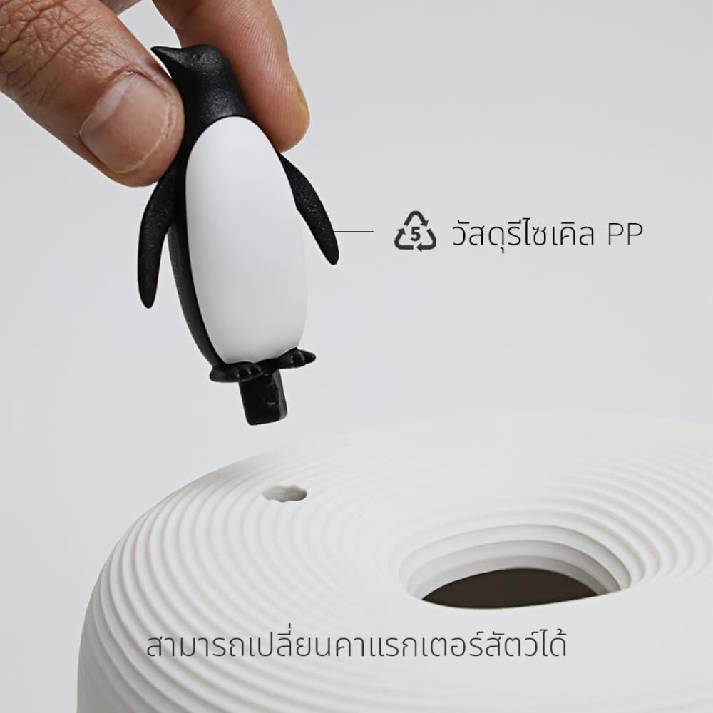กล่องทิชชู QUALY รุ่น MINI พร้อมฟิกเกอร์เพนกวิน ขนาด 13.8X13.8X9.1 ซม. ใช้งานได้สองด้าน สีขาว