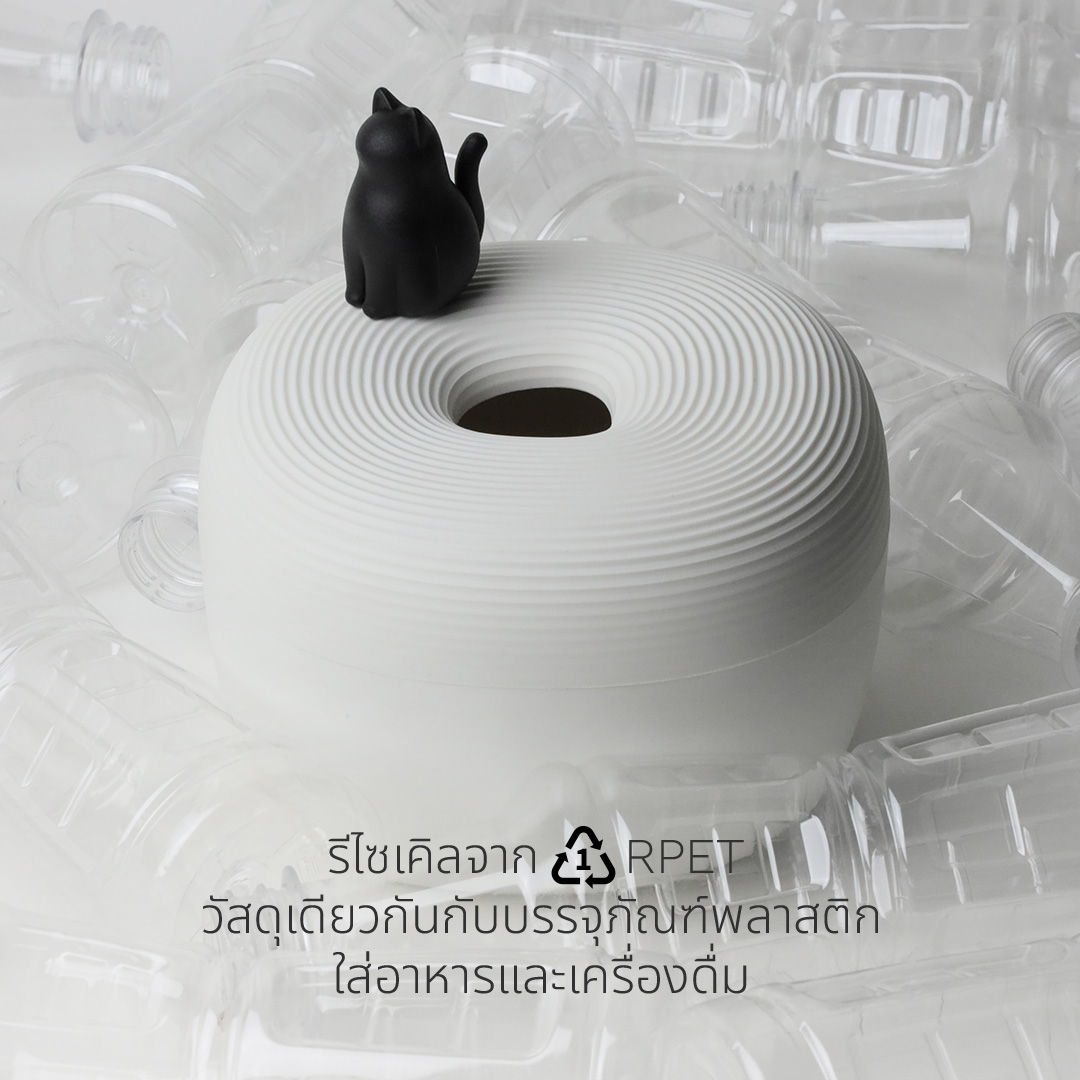กล่องทิชชู QUALY รุ่น MINI พร้อมฟิกเกอร์แมว ขนาด 13.8X13.8X9.1 ซม. ใช้งานได้สองด้าน สีขาว_6