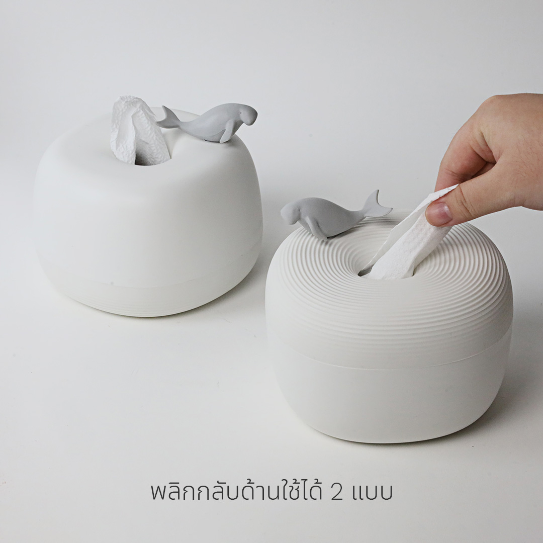 กล่องทิชชู QUALY รุ่น MINI พร้อมฟิกเกอร์พะยูน ขนาด 13.8X13.8X9.1 ซม. ใช้งานได้สองด้าน สีขาว_9