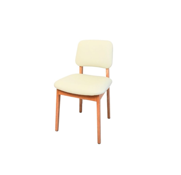 เก้าอี้ไม้ยางพาราเบาะหนังสีครีม MAAI DESIGN รุ่น AIKO CHAIR สีโอ๊ค