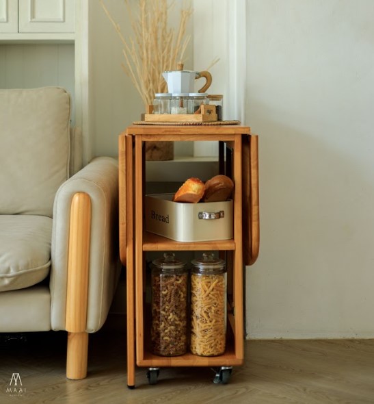 โต๊ะทานข้าวไม้ยางพาราแท้พับเก็บได้ MAAI DESIGN  รุ่น NABI TABLE สีโอ๊ค