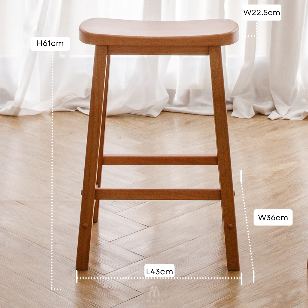 เก้าอี้บาร์ไม้ยางพารา MAAI DESIGN รุ่น BAKURO สีโอ๊ค