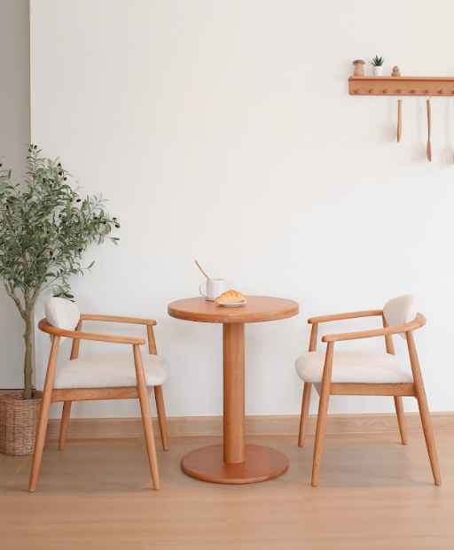 เก้าอี้ทานข้าวไม้ยางพาราแท้เบาะหนัง MAAI DESIGN รุ่น KIROKU CHAIR สไตล์ญี่ปุ่น มีที่พักแขน สีโอ๊ค_1