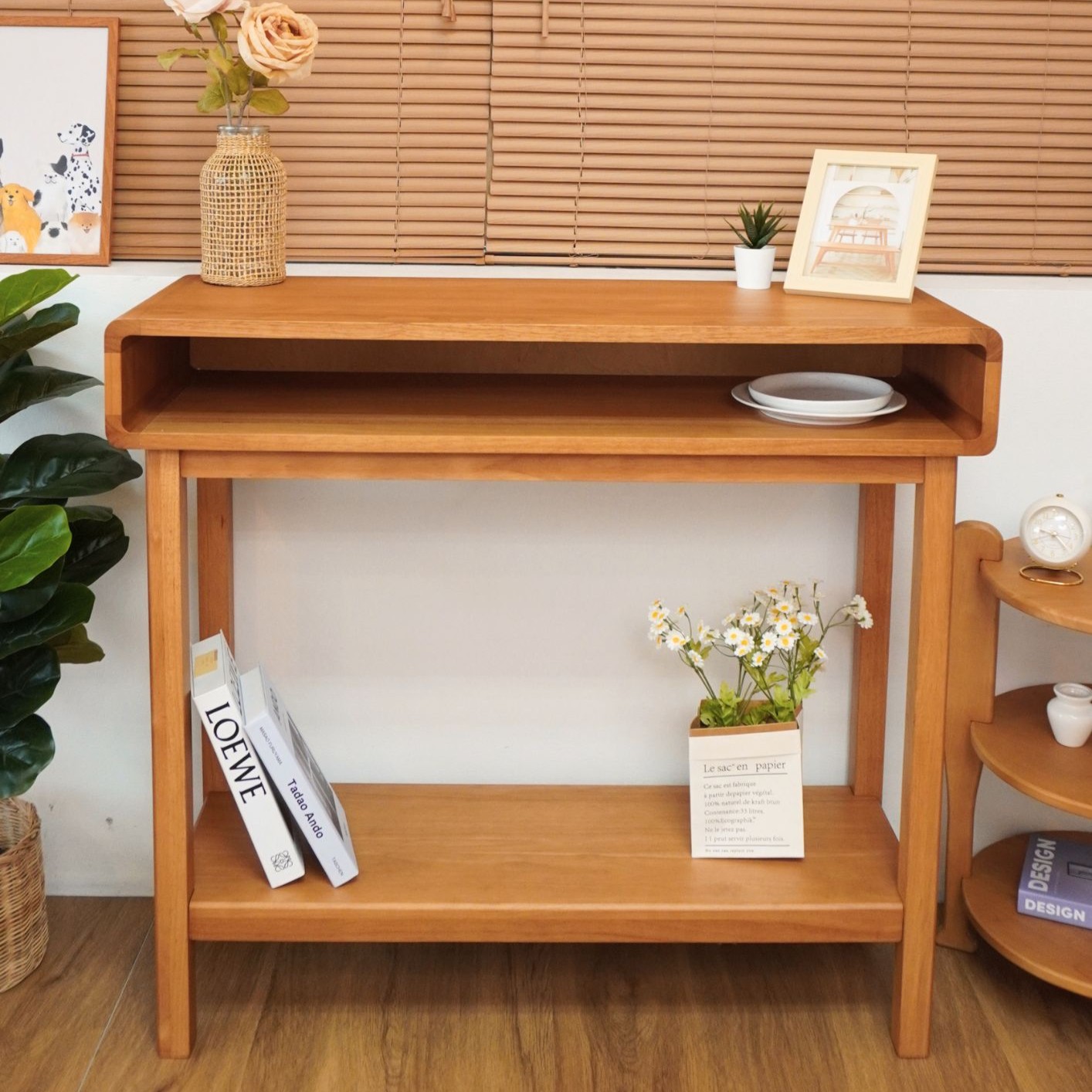 โต๊ะบาร์ไม้ยางพารา MAAI DESIGN รุ่น MITASU CONSOLE TABLE สีโอ๊ค