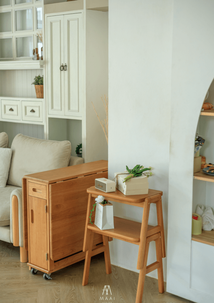 ชุดโต๊ะทานข้าวไม้ยางพาราแท้ 4 ที่นั่งพับเก็บได้ MAAI DESIGN  รุ่น BUTTERFLY TABLE SET สีโอ๊ค