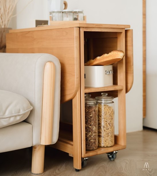 โต๊ะทานข้าวไม้ยางพาราแท้พับเก็บได้ MAAI DESIGN  รุ่น NABI TABLE สีโอ๊ค