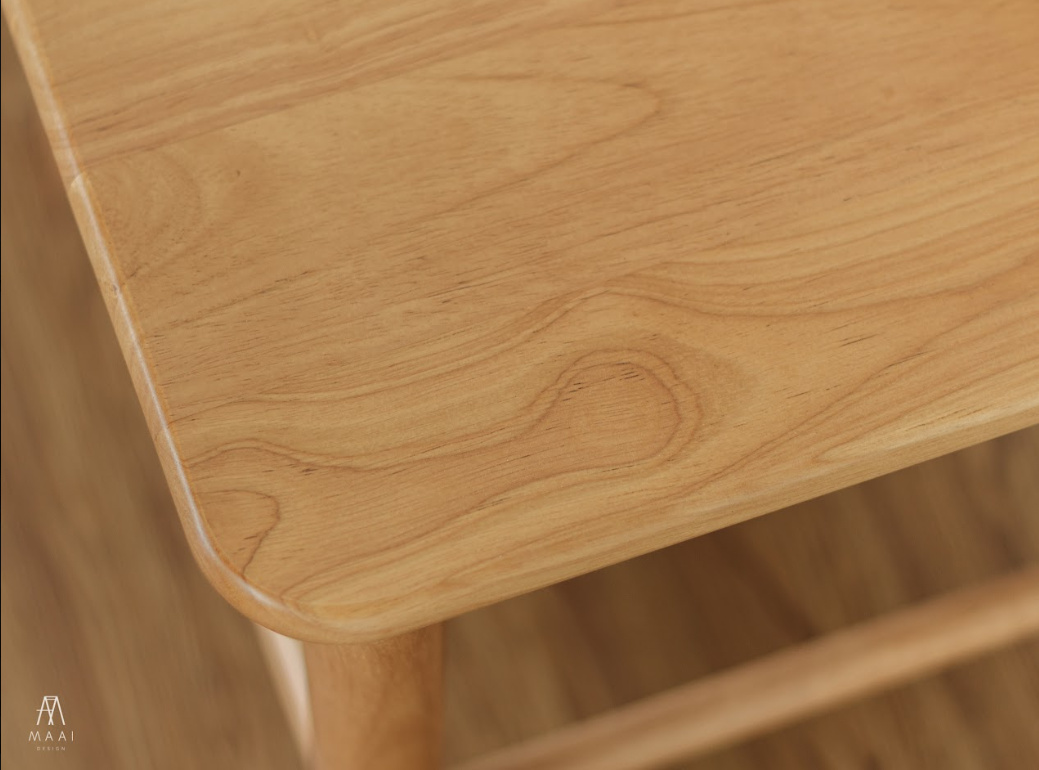 เก้าอี้ทานข้าวไม้ยางพาราแท้ MAAI DESIGN ISU CHAIR ลวดลายธรรมชาติ สีโอ๊ค