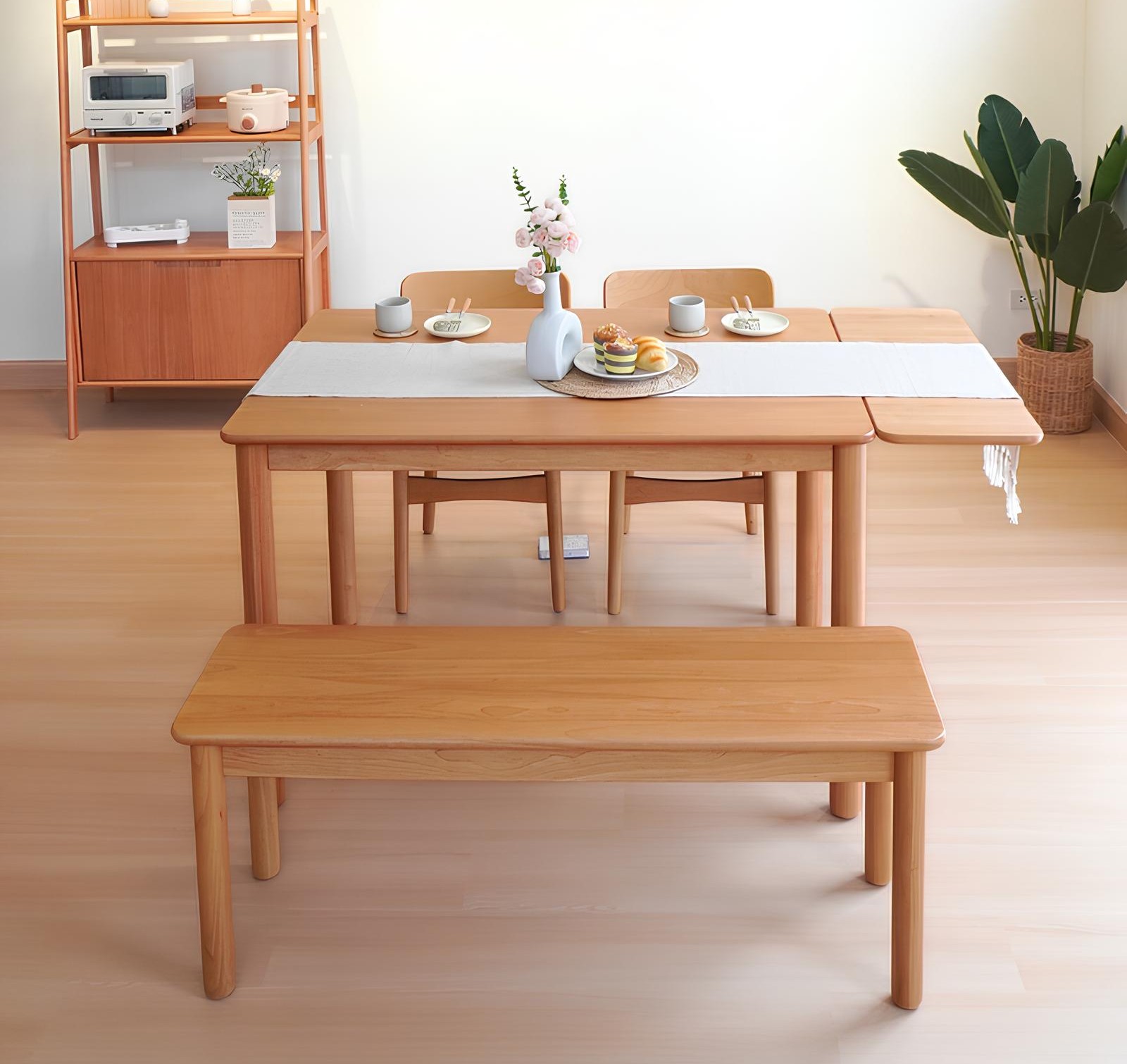 โต๊ะทานข้าวไม้ยางพาราแท้ 4 ที่นั่ง MAAI DESIGN  รุ่น HOZOKU TABLE สีโอ๊ค