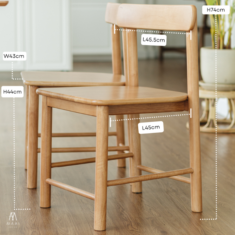 เก้าอี้ทานข้าวไม้ยางพาราแท้ MAAI DESIGN ISU CHAIR ลวดลายธรรมชาติ สีโอ๊ค