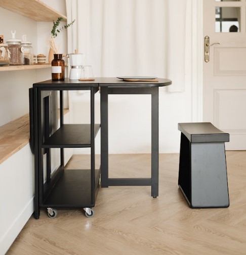 โต๊ะทานข้าวไม้ยางพาราแท้พับเก็บได้ MAAI DESIGN  รุ่น NABI TABLE สีดำ