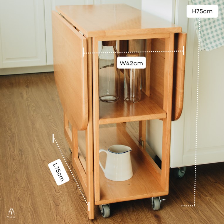 โต๊ะทานข้าวไม้ยางพาราแท้พับเก็บได้ MAAI DESIGN  รุ่น NABI TABLE สีโอ๊ค