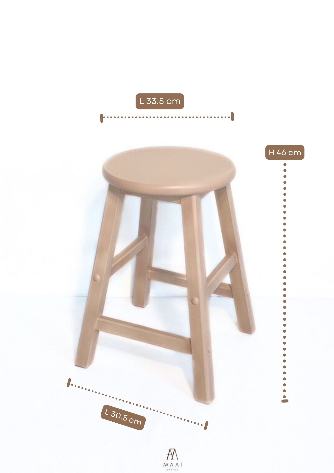 เก้าอี้บาร์ไม้ยางพารา MAAI DESIGN รุ่น GOM STOOL สีครีม