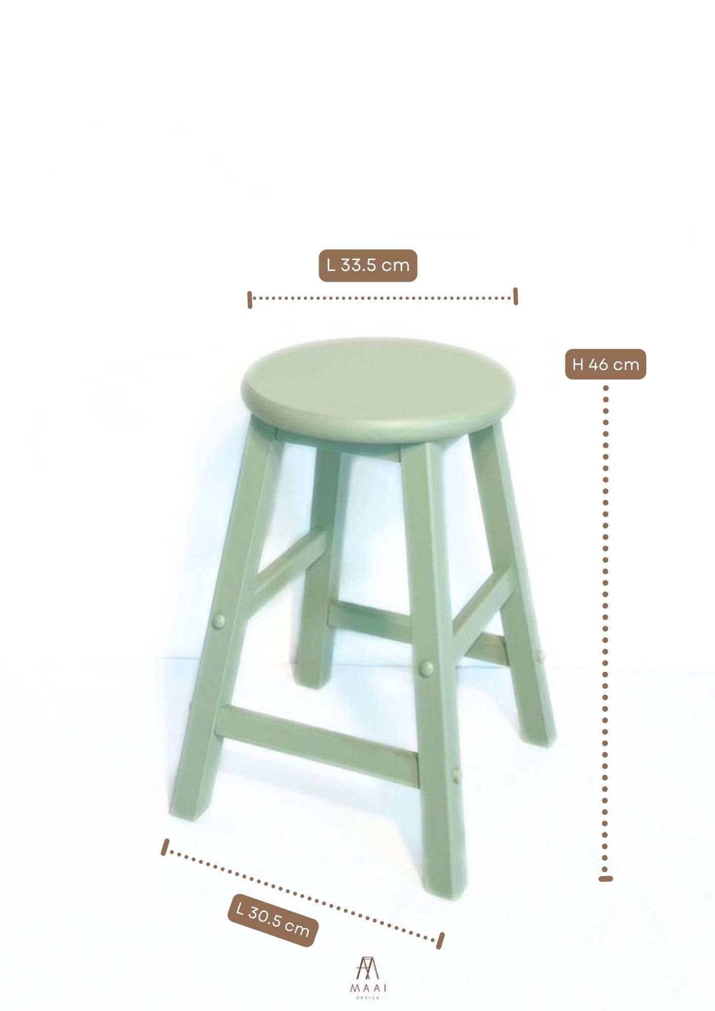 เก้าอี้บาร์ไม้ยางพารา MAAI DESIGN รุ่น GOM STOOL สีมิ้นท์