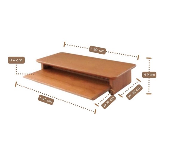 ชั้นวางจอคอมไม้ยางพารา MAAI DESIGN PETITE SHELF สีโอ๊ค