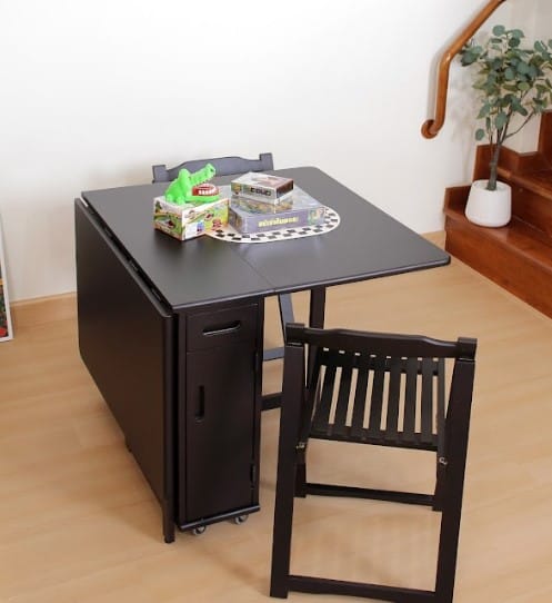โต๊ะทานข้าวไม้ยางพาราแท้พับเก็บได้ MAAI DESIGN  รุ่น BUTTERFLY ONLY TABLE สีช็อกโกแลต
