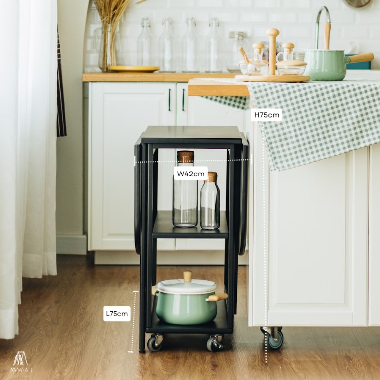 โต๊ะทานข้าวไม้ยางพาราแท้พับเก็บได้ MAAI DESIGN  รุ่น NABI TABLE สีดำ