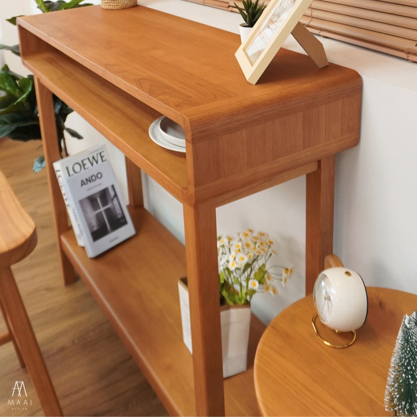 โต๊ะบาร์ไม้ยางพารา MAAI DESIGN รุ่น MITASU CONSOLE TABLE สีโอ๊ค