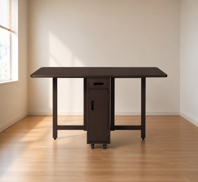 โต๊ะทานข้าวไม้ยางพาราแท้พับเก็บได้ MAAI DESIGN  รุ่น BUTTERFLY ONLY TABLE สีช็อกโกแลต