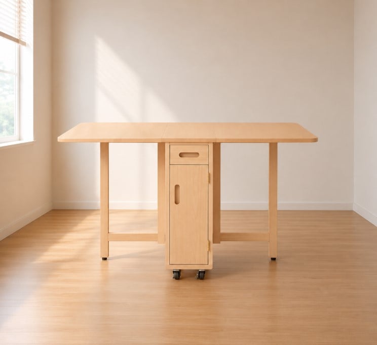 โต๊ะทานข้าวไม้ยางพาราแท้พับเก็บได้ MAAI DESIGN  รุ่น BUTTERFLY ONLY TABLE สีบีช