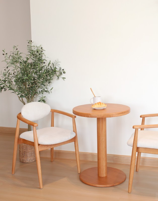 เก้าอี้ทานข้าวไม้ยางพาราเบาะผ้าฝ้าย MAAI DESIGN รุ่น KIROKU CHAIR สไตล์ญี่ปุ่น มีที่พักแขน สีโอ๊ค_5